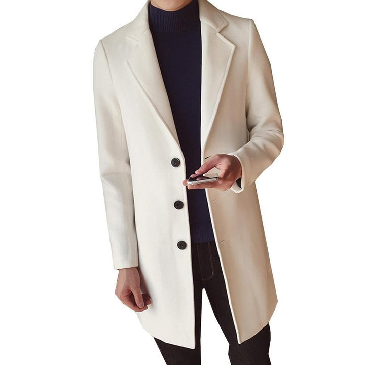 Grantley Court - Wool-Look Overcoat Single-Breasted Notch Lapel Button Front Longline
