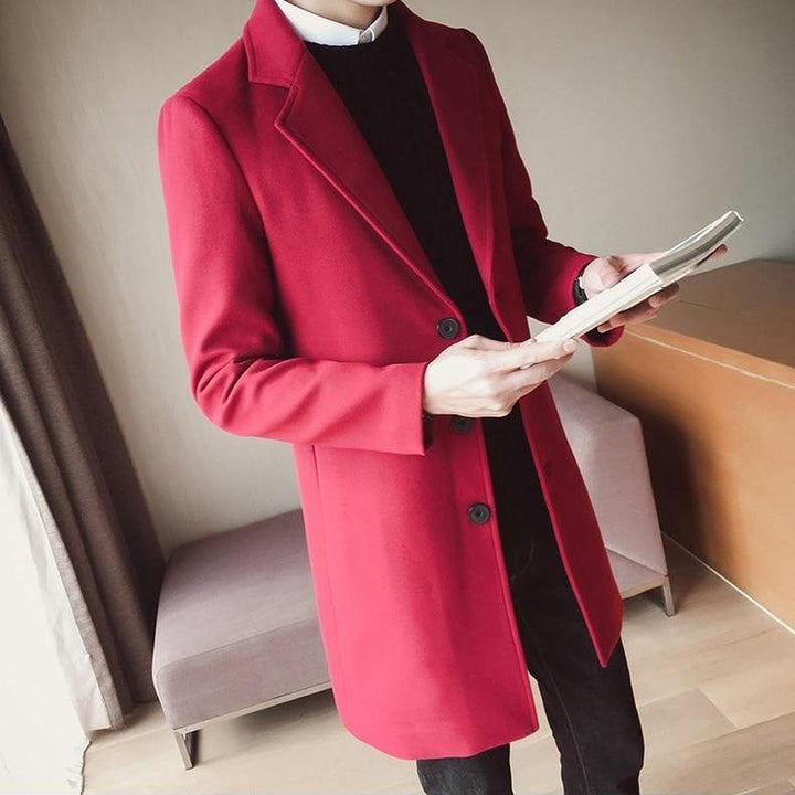 Grantley Court - Wool-Look Overcoat Single-Breasted Notch Lapel Button Front Longline