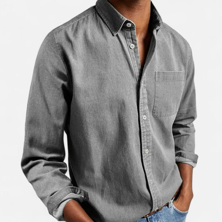 Solid Long Sleeve Button Shirt