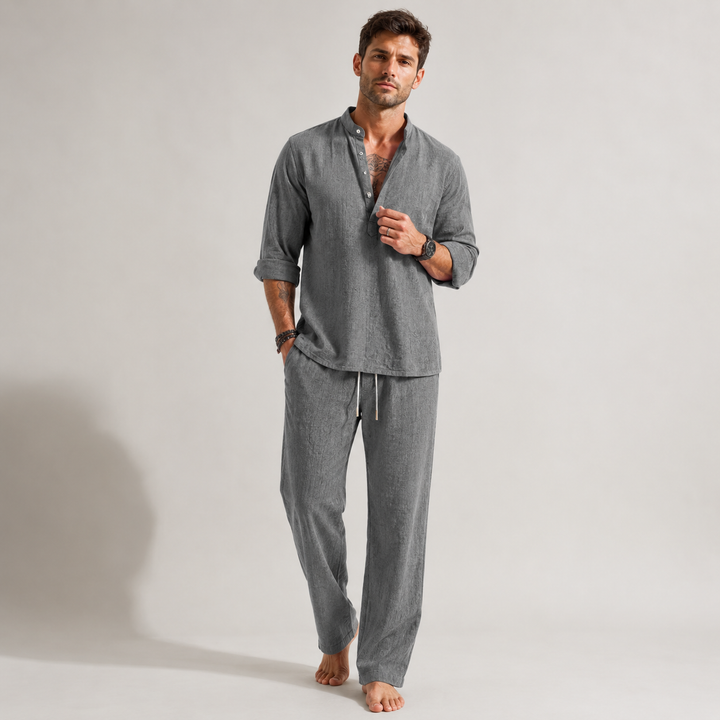 Linen-Look Shirt and Pants Set