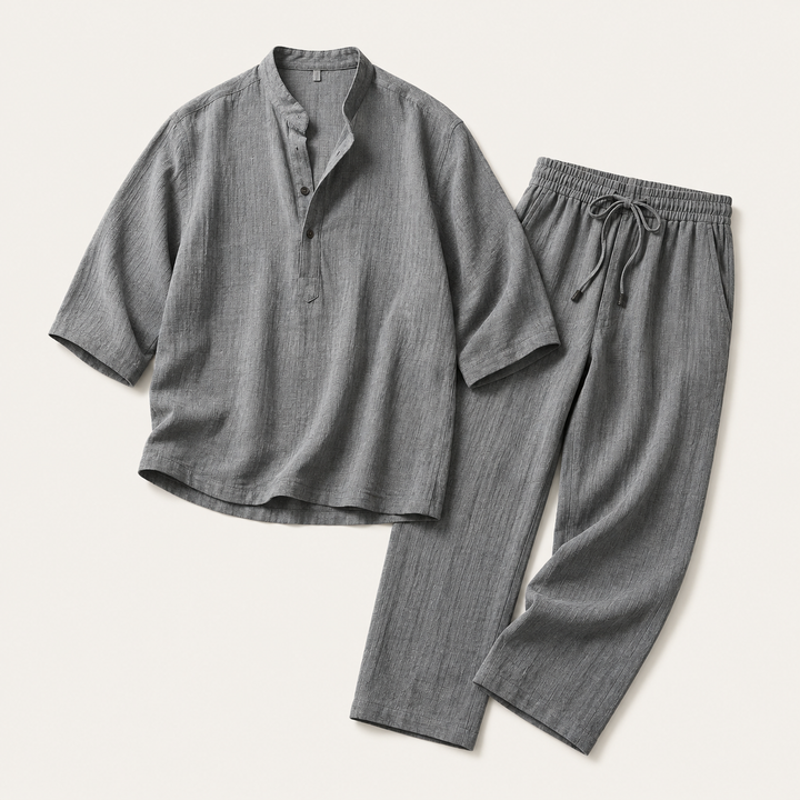 Linen-Look Shirt and Pants Set