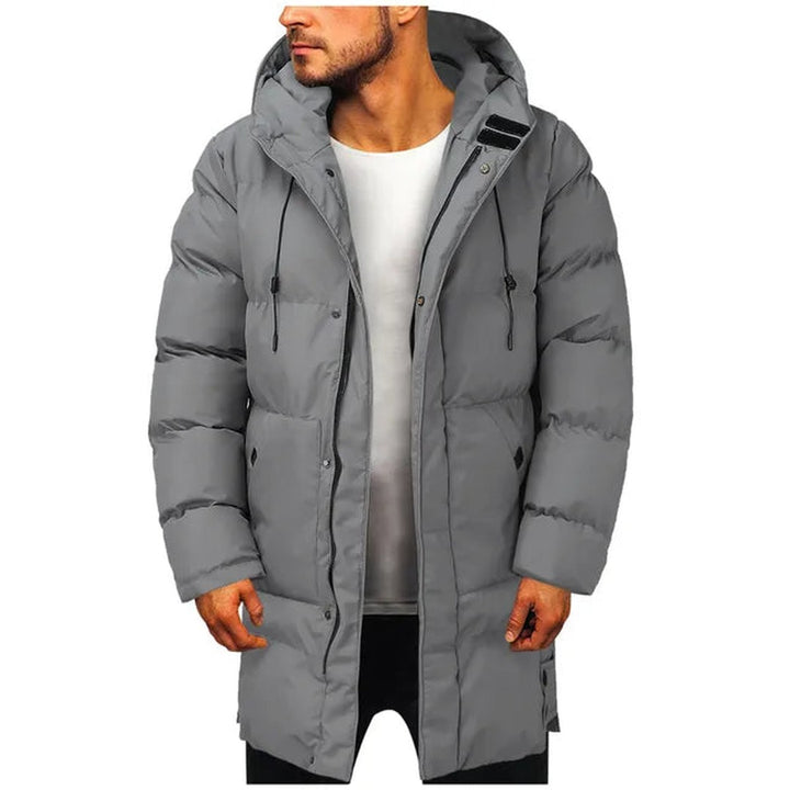Halberton - Long Hooded Puffer Parka Padded Body Drawcord Hood Snap Placket
