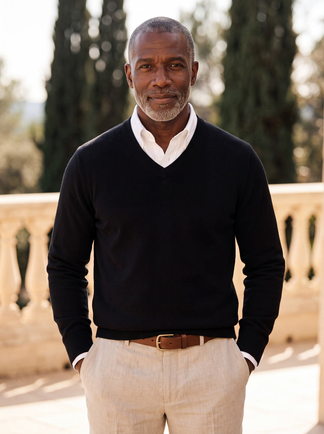 Classic V-Neck Lightweight Fine-Knit Sweater