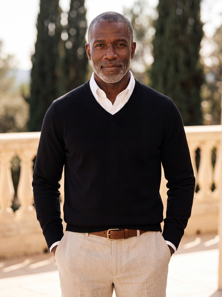 Classic V-Neck Lightweight Fine-Knit Sweater