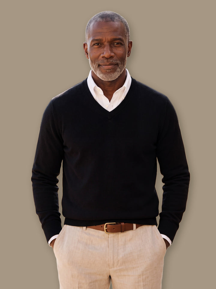 Classic V-Neck Lightweight Fine-Knit Sweater