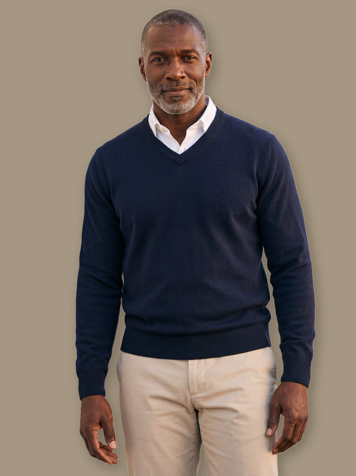 Classic V-Neck Lightweight Fine-Knit Sweater