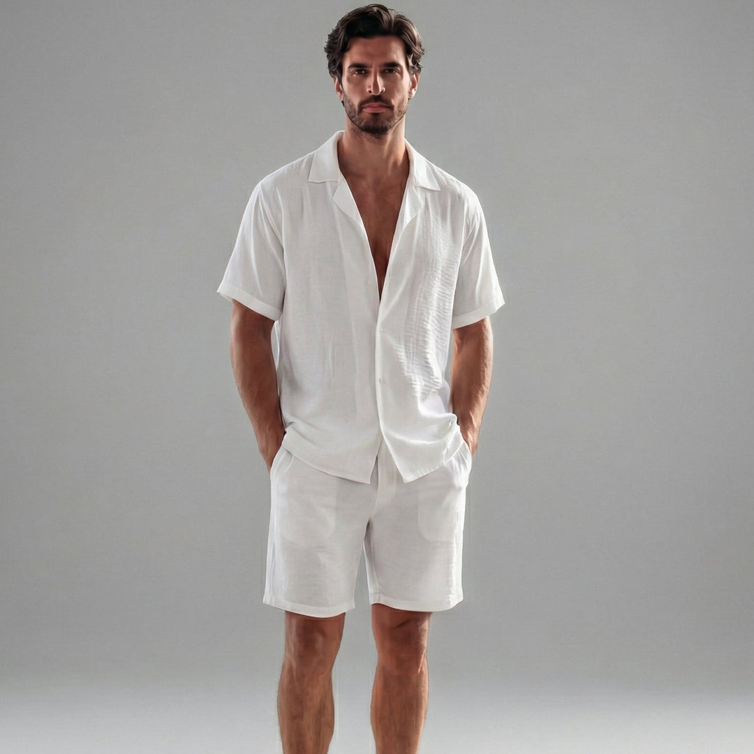 Ribbed Short Sleeve Shirt and Shorts Co-Ord Set
