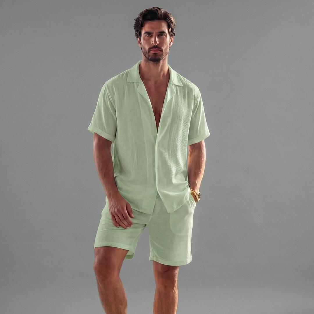 Ribbed Short Sleeve Shirt and Shorts Co-Ord Set