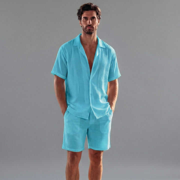 Ribbed Short Sleeve Shirt and Shorts Co-Ord Set