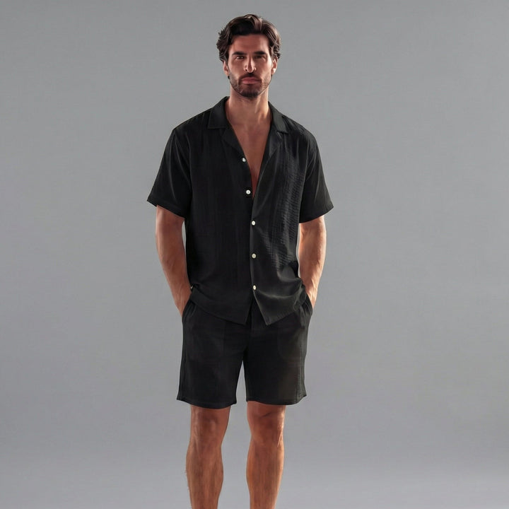 Ribbed Short Sleeve Shirt and Shorts Co-Ord Set