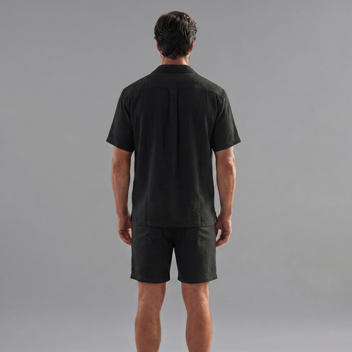 Ribbed Short Sleeve Shirt and Shorts Co-Ord Set
