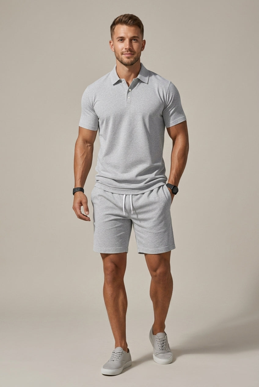 Short Sleeve Shirt and Drawstring Shorts Set