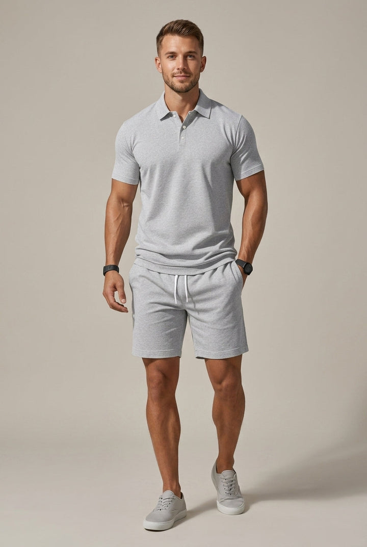 Short Sleeve Shirt and Drawstring Shorts Set