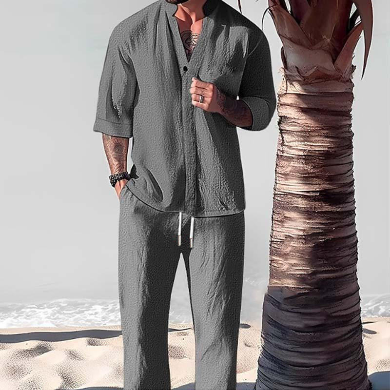 Linen-Look Shirt and Pants Set
