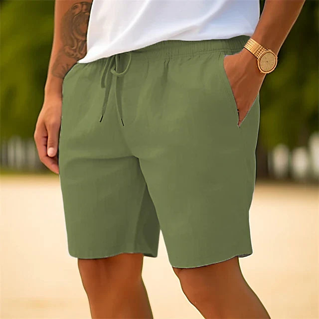 Linen-Look Elastic Waist Shorts