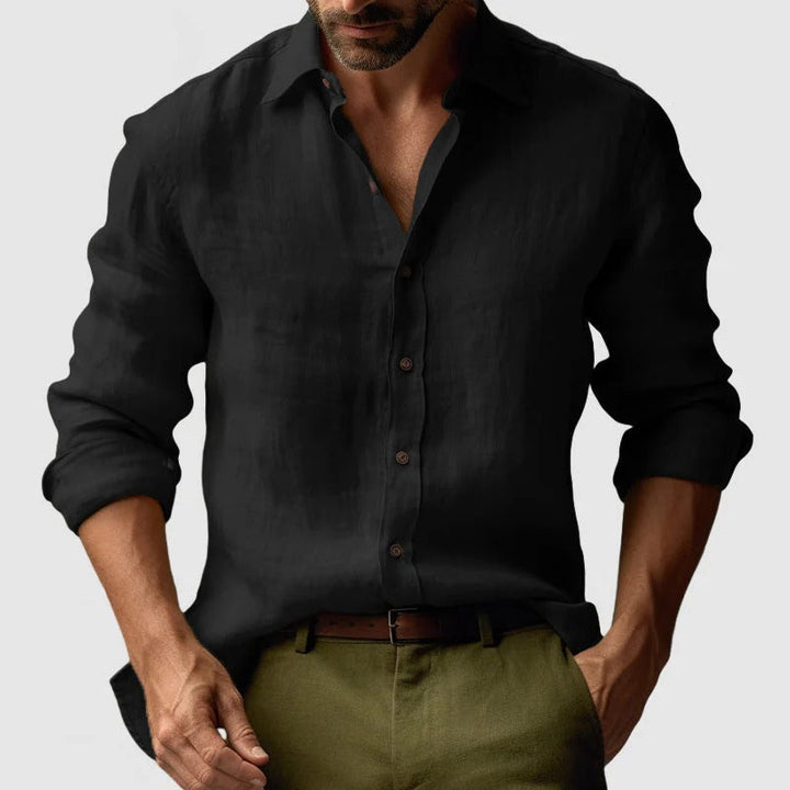 Vintage Long Sleeve Linen-Look Shirt