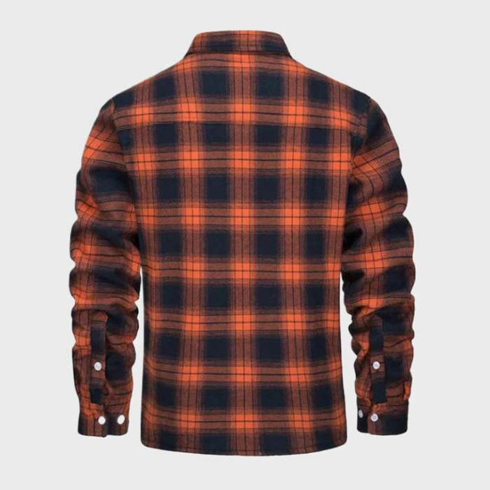 Jasper | Elegant heren flanellen jack in vintage stijl met fleece voering in de kleur Oranje voor heren in Lounge stijl ideaal voor de herfst.
