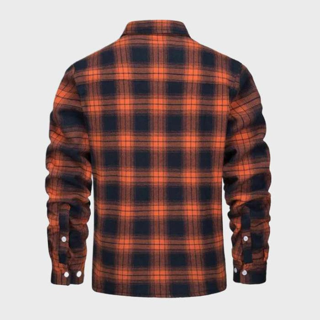 Jasper | Elegant heren flanellen jack in vintage stijl met fleece voering in de kleur Oranje voor heren in Lounge stijl ideaal voor de herfst.