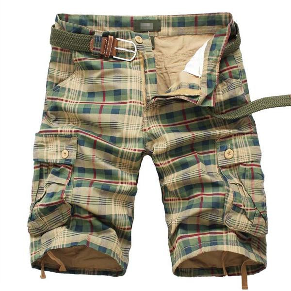 Checkered Cargo Drawstring Shorts