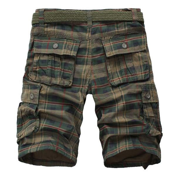 Checkered Cargo Drawstring Shorts