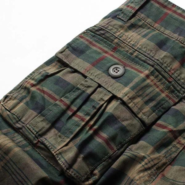 Checkered Cargo Drawstring Shorts