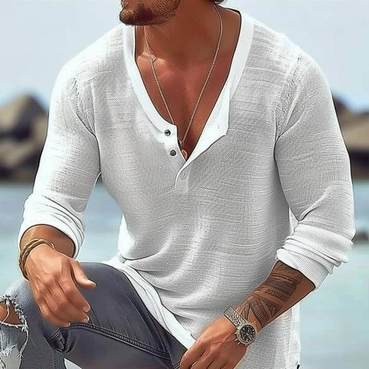 Long Sleeve Quarter Button Shirt