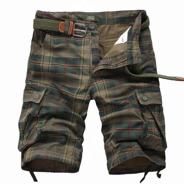 Checkered Cargo Drawstring Shorts
