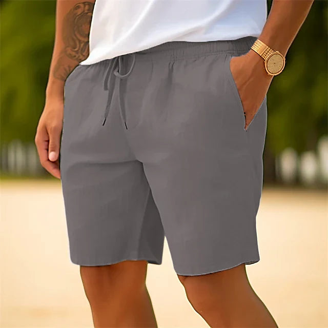 Linen-Look Elastic Waist Shorts