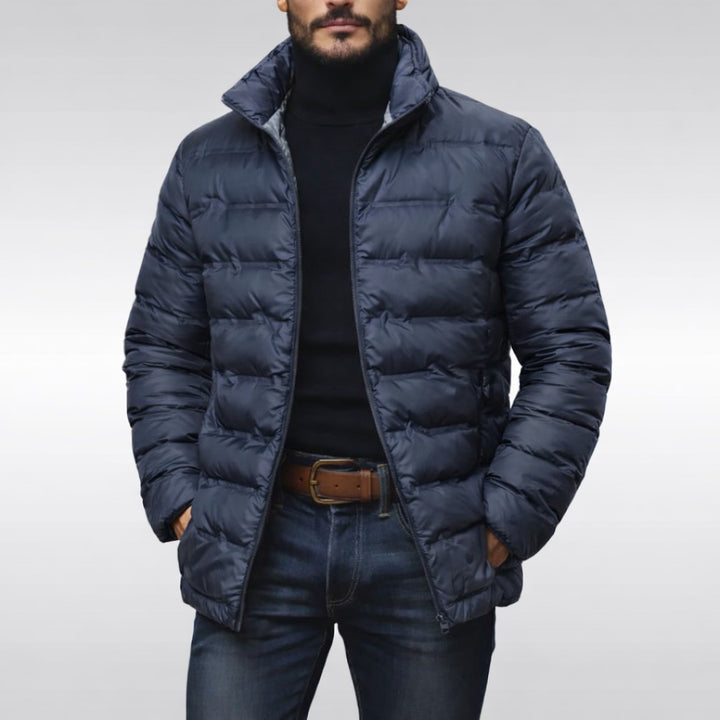 Kelderby - Quilted Puffer Jacket Honeycomb-Print Lining Stand Collar Zip Front