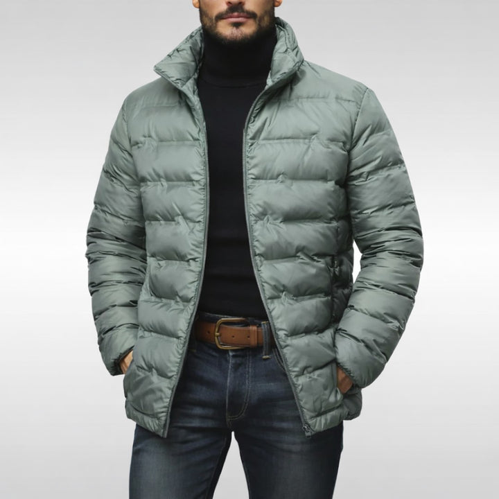 Kelderby - Quilted Puffer Jacket Honeycomb-Print Lining Stand Collar Zip Front