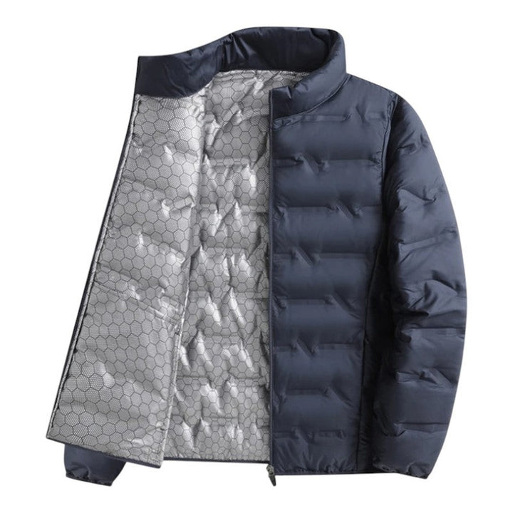 Kelderby - Quilted Puffer Jacket Honeycomb-Print Lining Stand Collar Zip Front