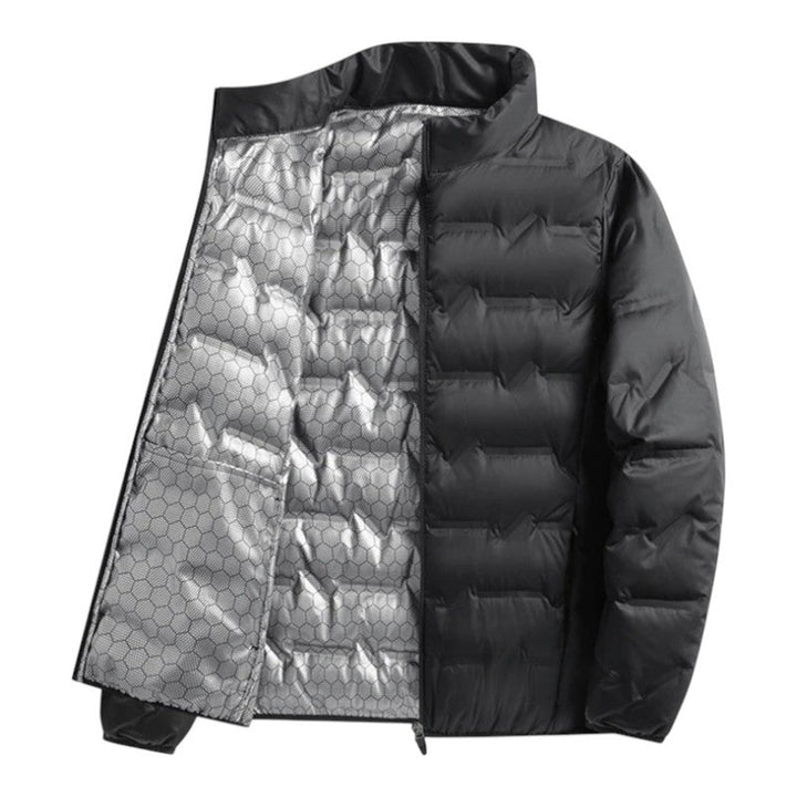 Kelderby - Quilted Puffer Jacket Honeycomb-Print Lining Stand Collar Zip Front