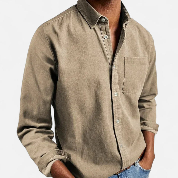 Solid Long Sleeve Button Shirt