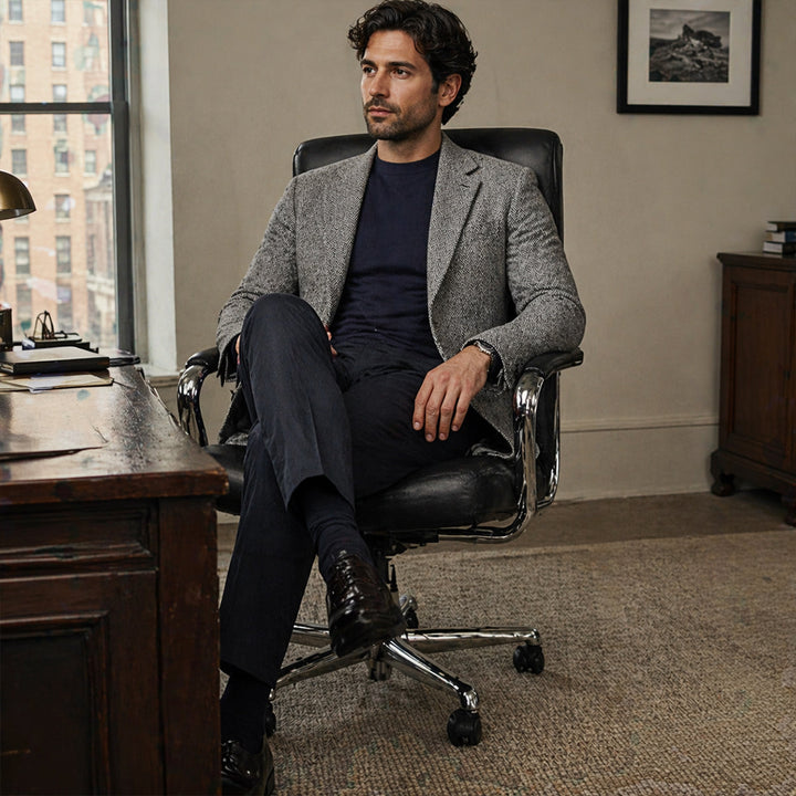 Herringbone Tweed-Style Blazer