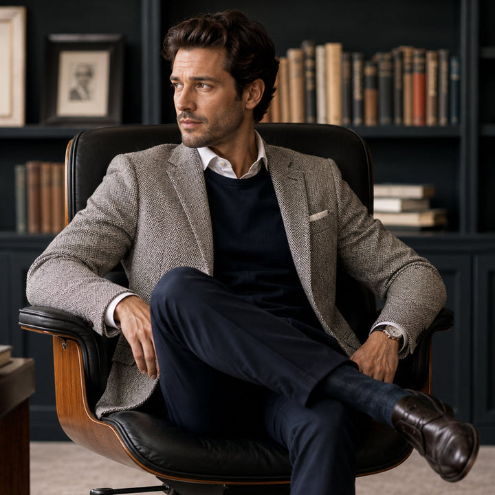Classic Herringbone Blazer