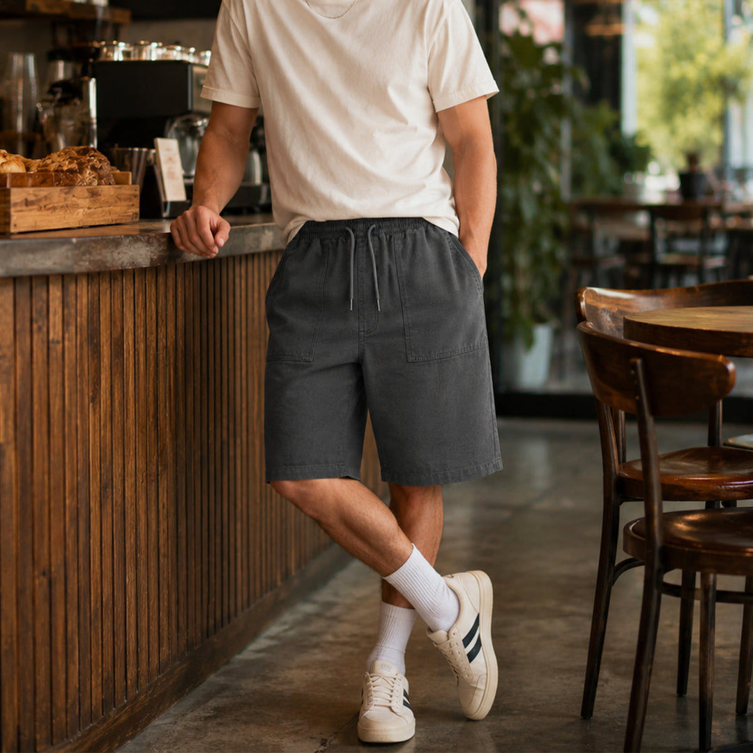 Drawstring Three-Quarter Shorts