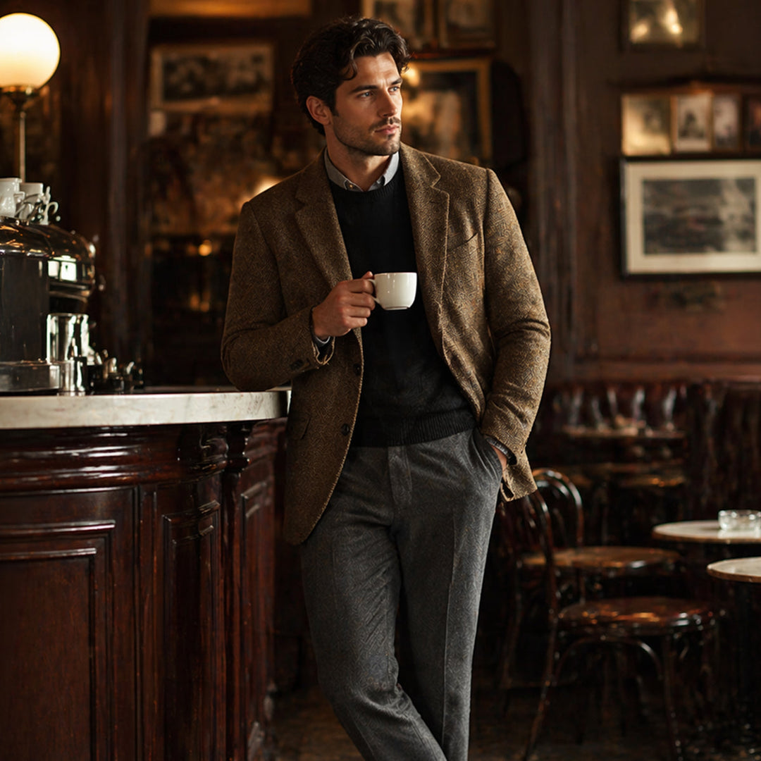 Herringbone Tweed-Style Blazer