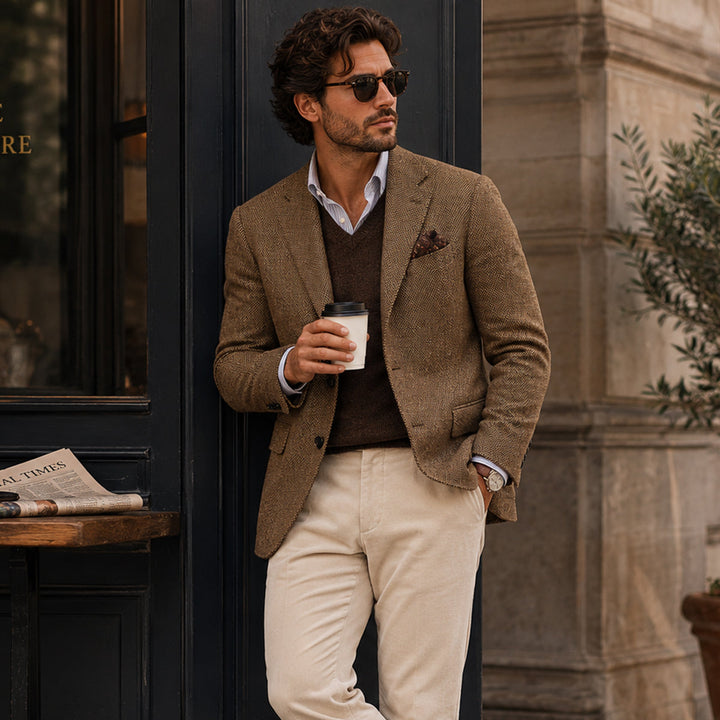 Classic Herringbone Blazer