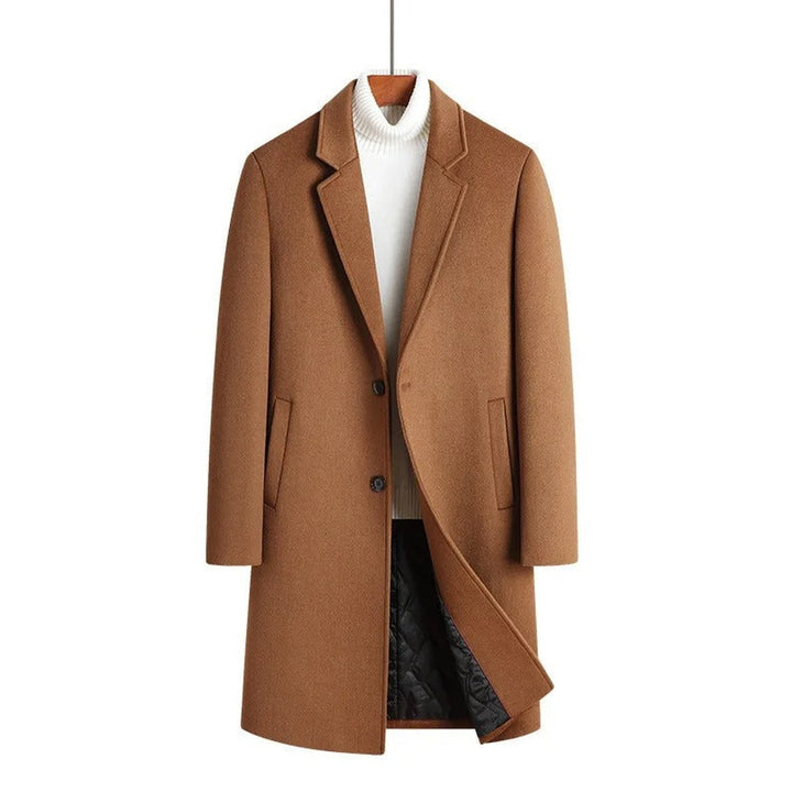 Lindenhurst - Wool-Look Overcoat Single-Breasted Notch Lapel Quilted Lining Longline
