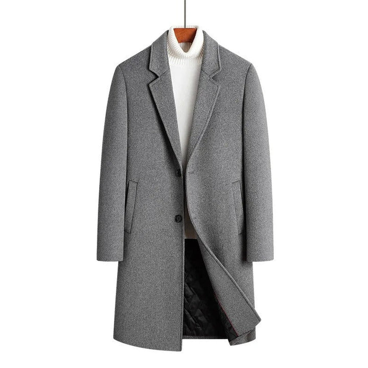 Lindenhurst - Wool-Look Overcoat Single-Breasted Notch Lapel Quilted Lining Longline