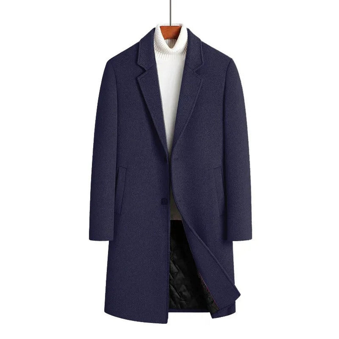 Lindenhurst - Wool-Look Overcoat Single-Breasted Notch Lapel Quilted Lining Longline