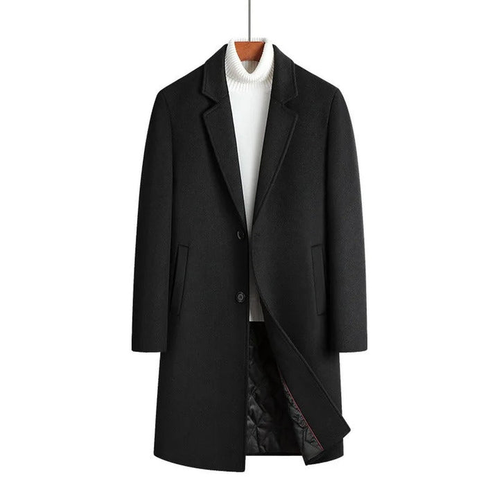 Lindenhurst - Wool-Look Overcoat Single-Breasted Notch Lapel Quilted Lining Longline