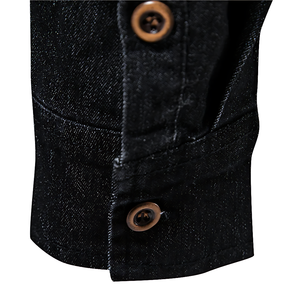 Denim-Look Button-Down Shirt