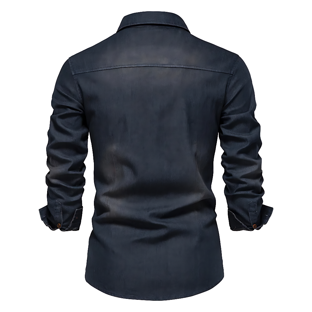 Denim-Look Button-Down Shirt