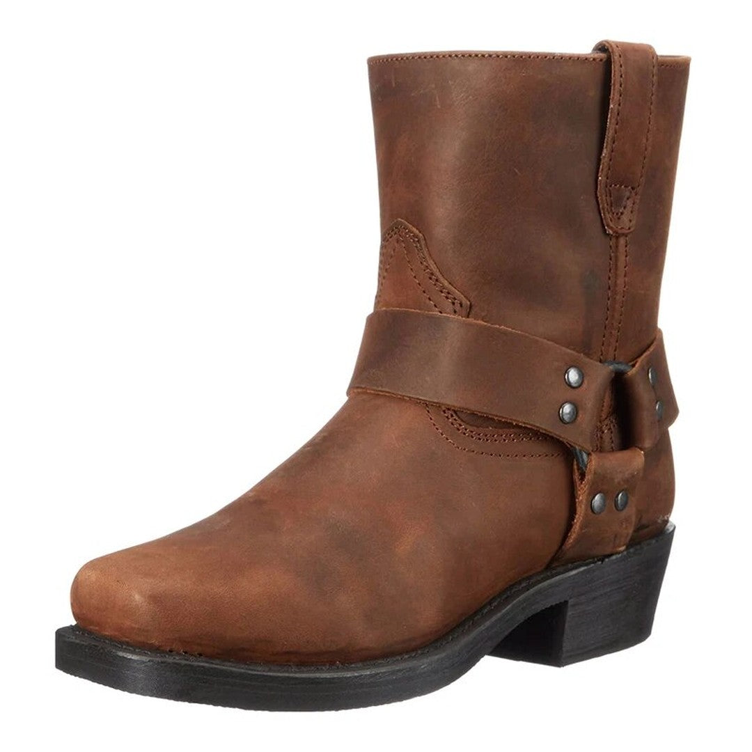 Leather-Look Western Boots - Dark Brown