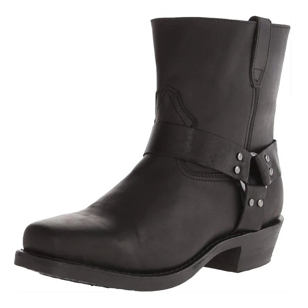 Leather-Look Western Boots - Black
