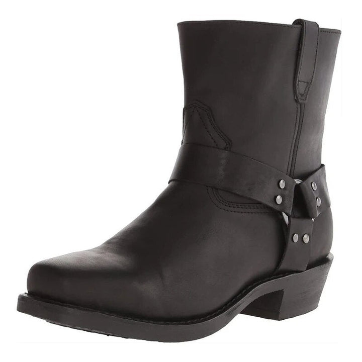 Leather-Look Western Boots - Black