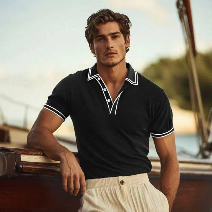 Contrast Trim Knit-Textured Polo