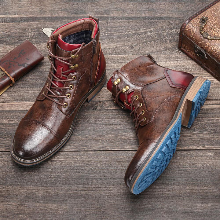 Strap Detail Lace-Up Boots