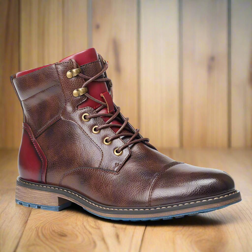 Strap Detail Lace-Up Boots